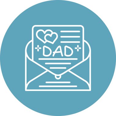 En küçük çizgi resim simgesi babam için açık bir zarfın içinde bir tebrik kartı gösteriyor. Uygulamalarda ya da web sayfalarında kullanmak için mükemmel..