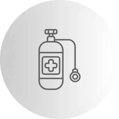 Tıbbi oksijen tankı çizimi, çapraz ve göstergeli doğrusal silindir tasarımı içeren uygulamalar veya web sayfaları için uygundur..