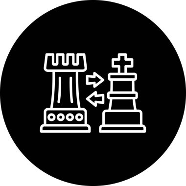Satranç kalesi ve papazın aralarına zıt yönleri gösteren iki oklu basit bir çizgisi..