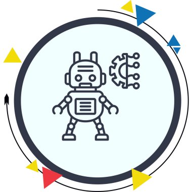 Robot çizgi simgesi, vektör illüstrasyonu