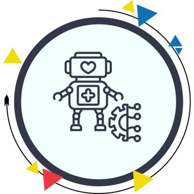 Robot çizgi simgesi, vektör illüstrasyonu