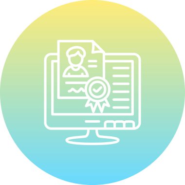 Dijital Sertifika Satırı Simgesi, Beyaz Arkaplan Üzerine Basit Resimler 