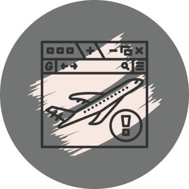 Seyahat uygulamaları veya web sayfaları için uygun bir pistten kalkan bir uçağın basit bir çizgisi çizimi.