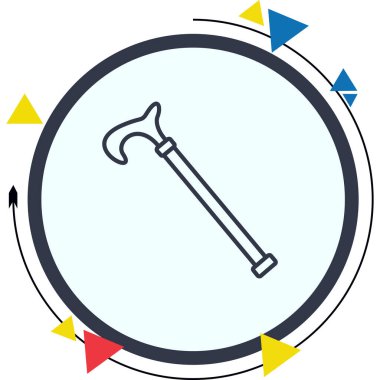 Bu tıbbi baston çizimi, taşınabilirlik yardımı için minimalist doğrusal tasarım içeren uygulamalar veya web sayfaları için uygundur..