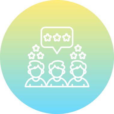 Popülerlik simgesi, yıldız ve konuşma baloncuğu olan üç kişi.