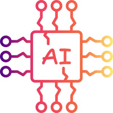 Devre kartlı mikroçip simgesi. Doğrusal ve siluet biçimi.