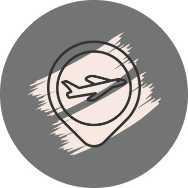 Seyahat uygulamaları için uygun saat illüstrasyonlu basit bir uçak grafik simgesi