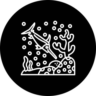 Kılıçbalığı Satırı Simgesi, Beyaz Arkaplanda Basit Görüntü 