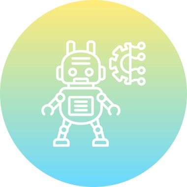 Robot çizgi simgesi, vektör illüstrasyonu