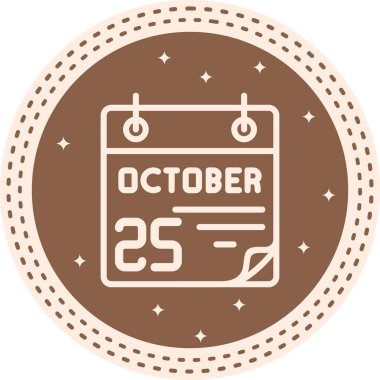 25 Ekim takvim simgesi, vektör illüstrasyonu                