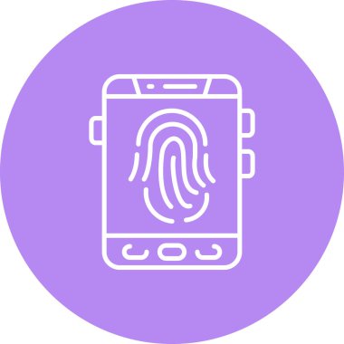 Akıllı telefon ikonu. Parmak izi, şifre işareti. Beyaz arkaplanda vektör simgesinin düz çizimi
