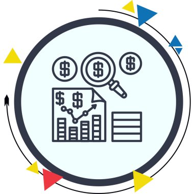Küre, vites, çubuk grafikleri ve bir dolar işaretli yukarı doğru ok gösteren bir finansal büyüme grafiği