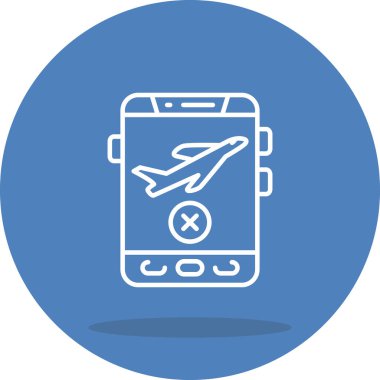 Gezici uygulama arayüzü içinde bir uçak çizimi iptal işareti, seyahat uygulamaları veya web sayfaları için idealdir.