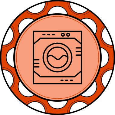 Çamaşır Makinesi Simgesi Basit düz illüstrasyon