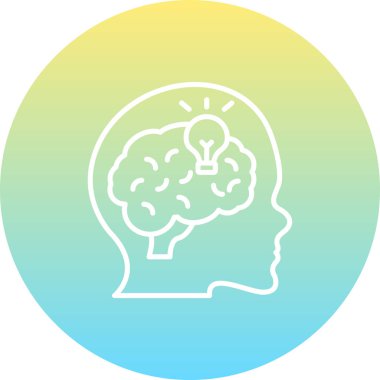 Thought Leadership simple line icon with human head and light bulb symbol