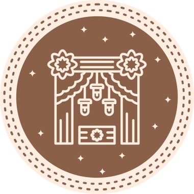 Perdeleri ve süslemeleri olan Diwali Girişi.