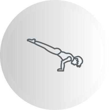 Minimalist çizgi ikonu denge, gelişmiş fitness ve atletik gücü temsil eden akrep pozu veren bir erkek figürüne sahiptir..