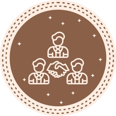 Dairesel simge insanların takım çalışmasını ve işbirliğini gösteriyor.