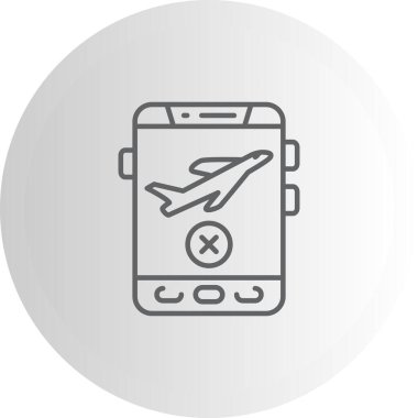 Gezici uygulama arayüzü içinde bir uçak çizimi iptal işareti, seyahat uygulamaları veya web sayfaları için idealdir.