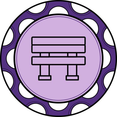 Uygulamalar veya web sayfaları için uygun renkli bir gradyan ile, modern doğrusal park mobilya tasarımı içeren minimalist bank çizimi.