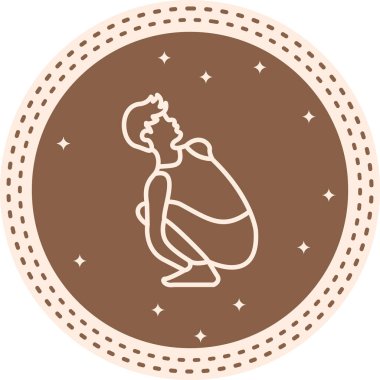 İlmek, Pse Icon 'a poz verir. yoga oturtulmuş büküm duruş logosu