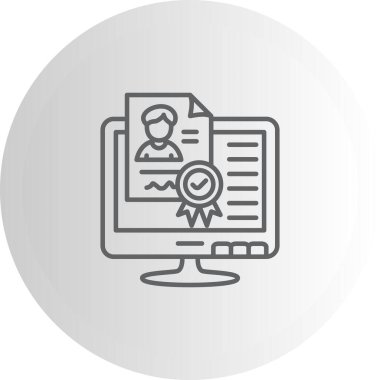 Dijital Sertifika Satırı Simgesi, Beyaz Arkaplan Üzerine Basit Resimler 