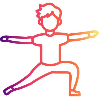 Minimalist çizimde savaşçı bir erkek figürü var. İki yoga pozu, sağlık uygulamaları için ideal..