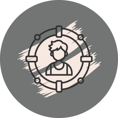 Profesyonel uygulamalar ya da web sayfaları için uygun dairesel çerçevede bir adamın basit bir çizgisi çizimi.