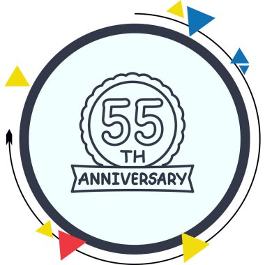 55. yıldönümü rozet ikonu. logo uygulamalarda ya da web sayfalarında kullanılabilir