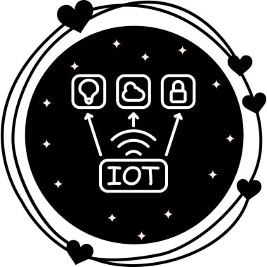 Şeylerin İnterneti web simgesi, vektör illüstrasyonu