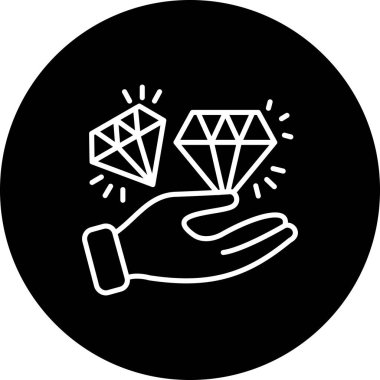 Minimalist taslak simgesi, değeri, lüksü ve yüksek kalitedeki başarıları temsil eden iki pırlantayı el ele tutuşunu gösteriyor.