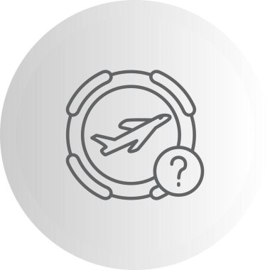 simple airplane graphic icon with question mark