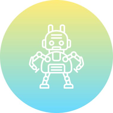 Robot çizgi simgesi, vektör illüstrasyonu