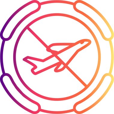 Seyahat uygulamaları veya web sayfaları için uygun çapraz iptal satırı olan bir düzlemin basit bir çizgi çizimi.