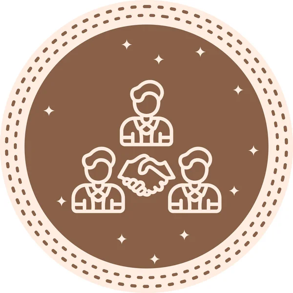 Dairesel simge insanların takım çalışmasını ve işbirliğini gösteriyor.