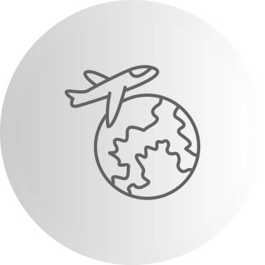 Bir dünyayı gösteren seyahat simgesi, rezervasyon uygulamaları veya turizm web sayfaları için uygun bir uçak.
