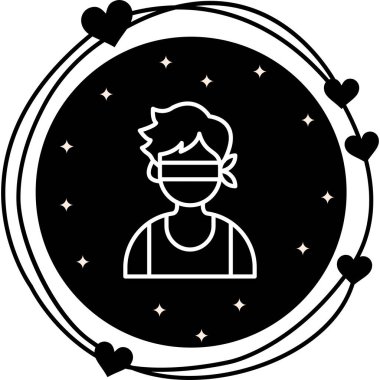 Uygulamalarda ya da web sayfalarında kullanılabilen gözü bağlı bir adamın basit bir çizimi.