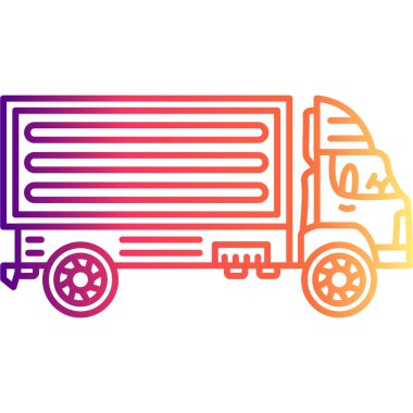 Teslimat kamyonu satırı simgesi, vektör çizim