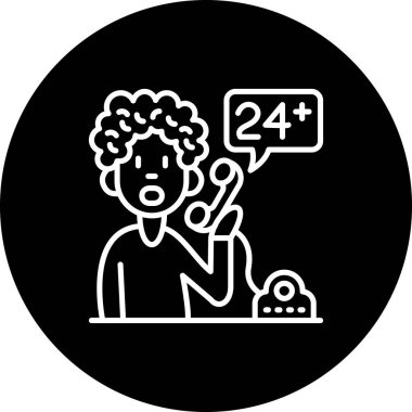 Müşteri hizmetleri grafikleri 24 saatlik destek için telefon kullanan bir kişinin yardım uygulamaları veya iletişim sayfaları için uygun olduğunu gösteriyor.