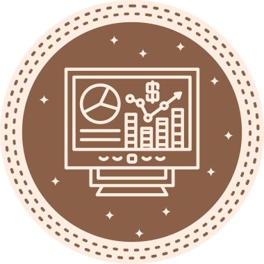 Çevrimiçi Pazar Araştırma Satırı Simgesi, Vektör İllüstrasyonu