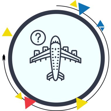 Seyahat uygulamaları veya web sayfaları için uygun soru işareti olan basit bir çizgi çizimi.