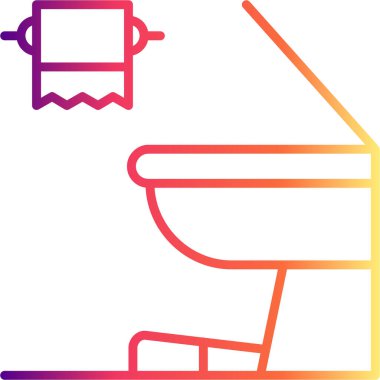 Tuvalet Simgesi. Hijyen grafikleri tuvalet ve bir rulo kağıt gösteriyor. Ev bakımı uygulamaları veya banyo tedarik sayfaları için uygun..