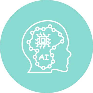 Yapay Zeka Çizgisi Simgesi Basit Görüntü Beyaz Arkaplanda İzole Edildi