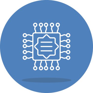 Devre kartlı mikroçip simgesi. Doğrusal ve siluet biçimi.