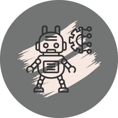 Robot çizgi simgesi, vektör illüstrasyonu