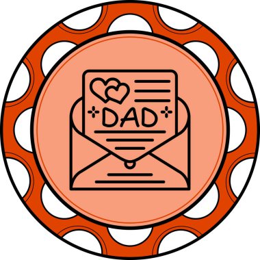 En küçük çizgi resim simgesi babam için açık bir zarfın içinde bir tebrik kartı gösteriyor. Uygulamalarda ya da web sayfalarında kullanmak için mükemmel..