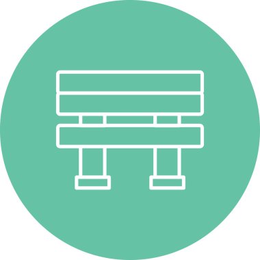 Uygulamalar veya web sayfaları için uygun renkli bir gradyan ile, modern doğrusal park mobilya tasarımı içeren minimalist bank çizimi.