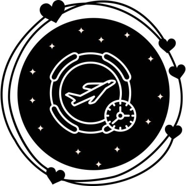 Saati olan basit bir uçak grafik simgesi
