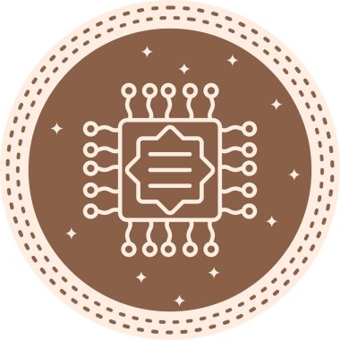 Devre kartlı mikroçip simgesi. Doğrusal ve siluet biçimi.