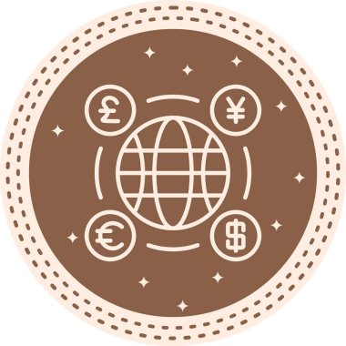 Dünya para birimi ağ ikonu vektör illüstrasyonu